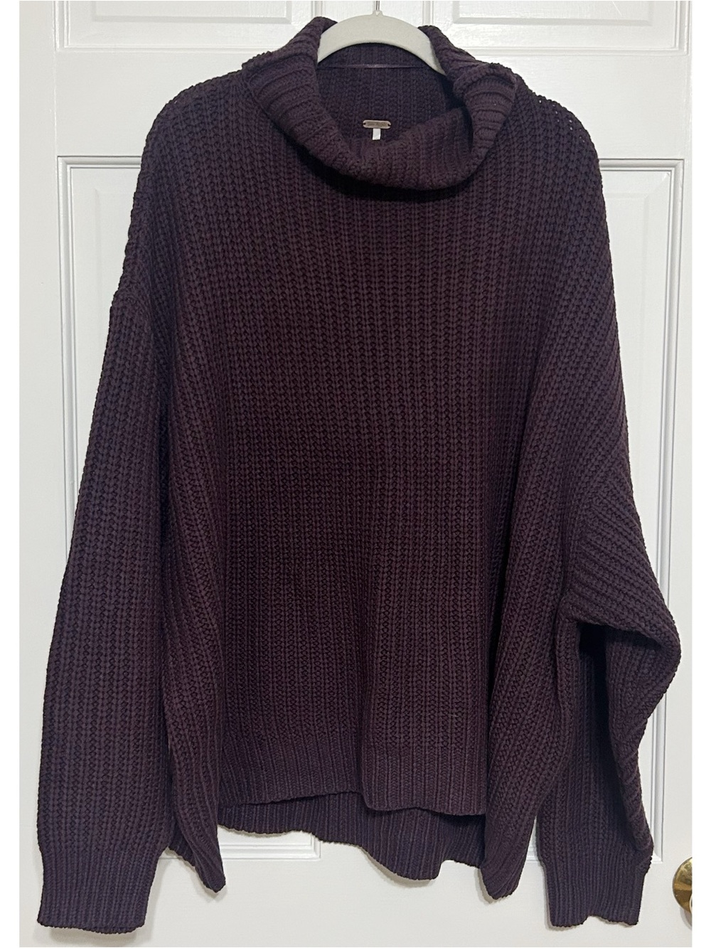 Free People Oversized Chunky Cowl Neck Sweater in Deep Plumb